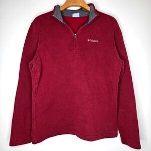 Columbia Mens Great‎ Hart Mountain Sweatshirt Sz M Red 1/4 Zip Pullover Outdoor